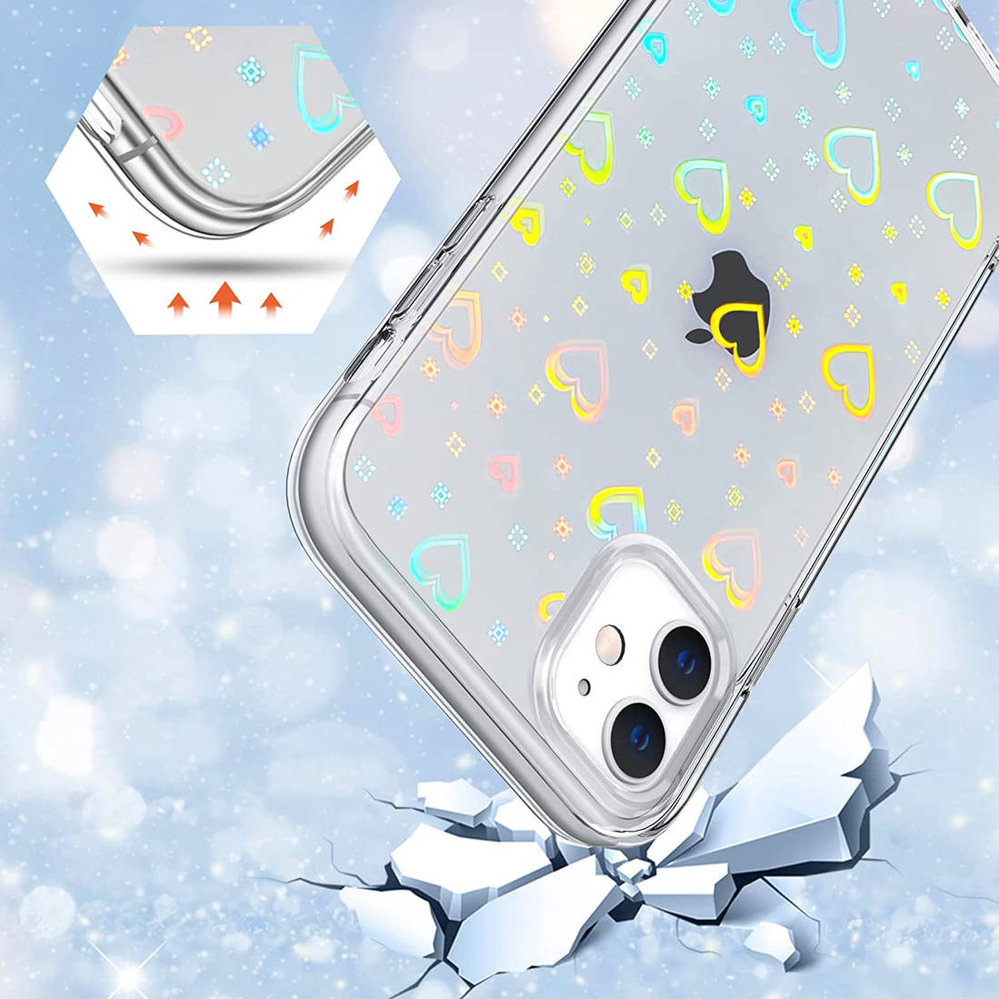 Kryt Samsung Galaxy A12 / M12 - Luminous Hearts transparentní