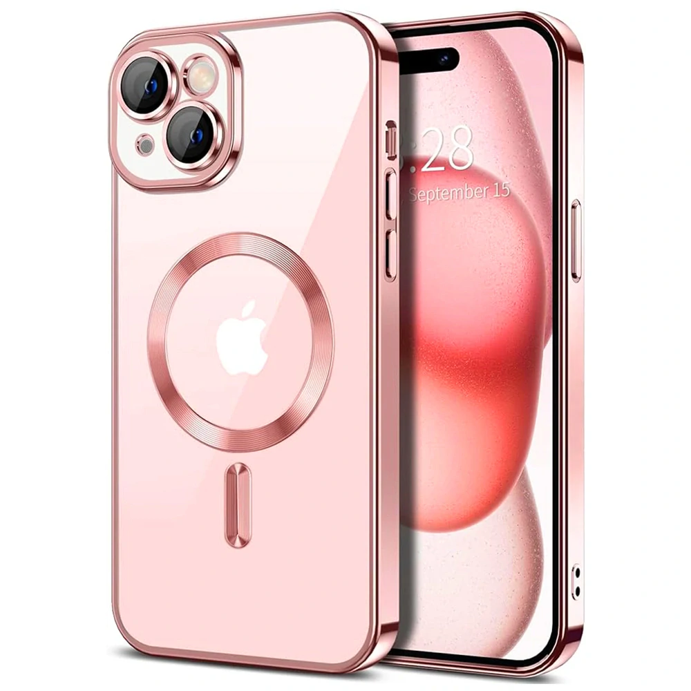 Kryt iPhone 15 Techsuit Luxury Crystal MagSafe - růžový