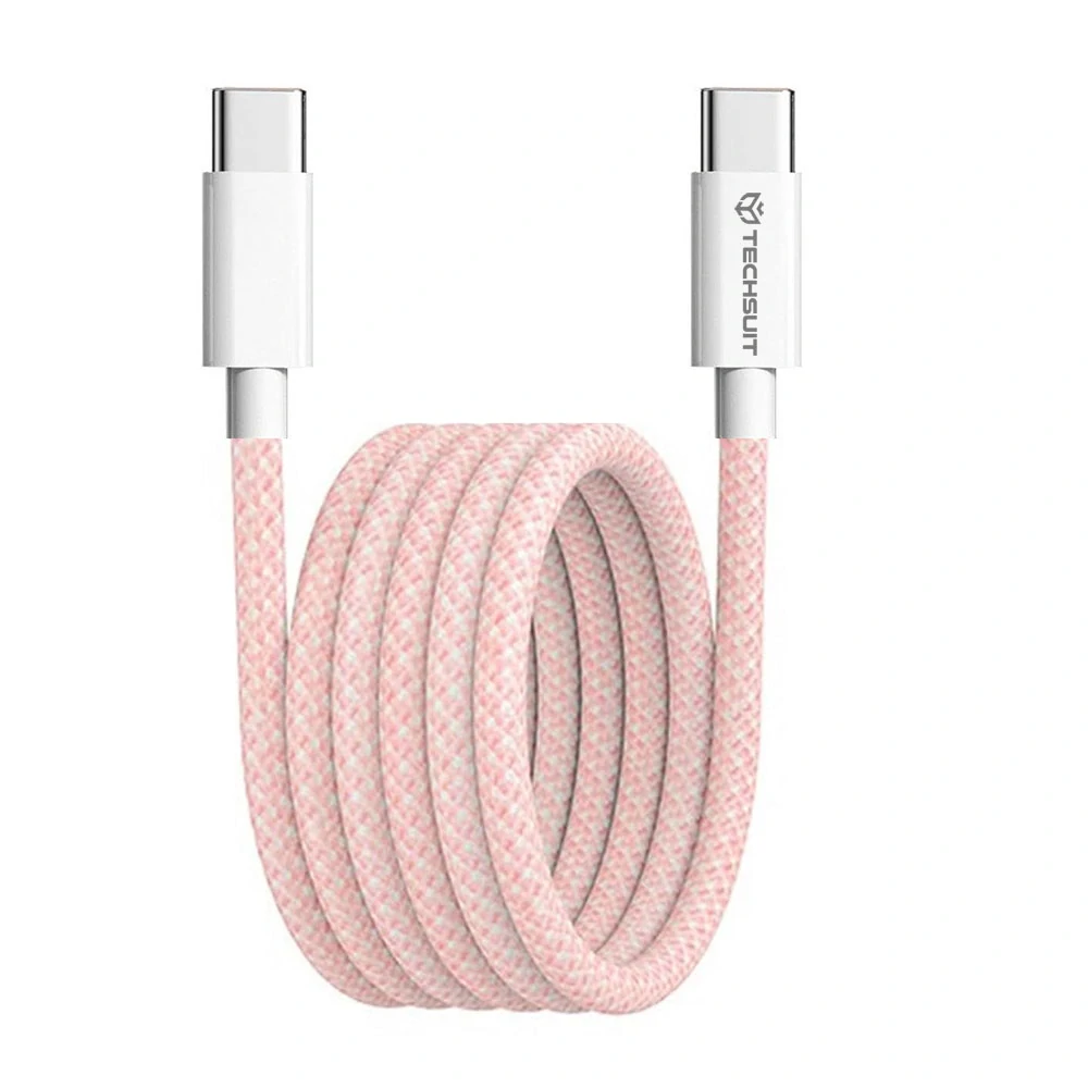 Datový kabel Techsuit (PCB114D) USB-C na USB-C, PD60W, 1 m - růžový