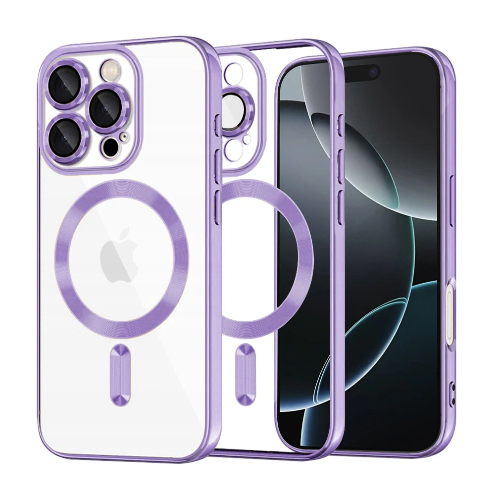 Kryt iPhone 16 Pro Techsuit Luxury Crystal MagSafe - fialový