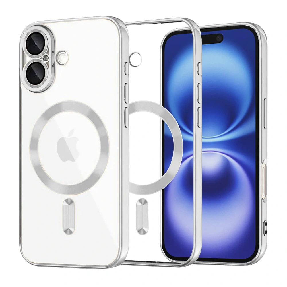 Kryt iPhone 16 Techsuit Luxury Crystal MagSafe - stříbrný