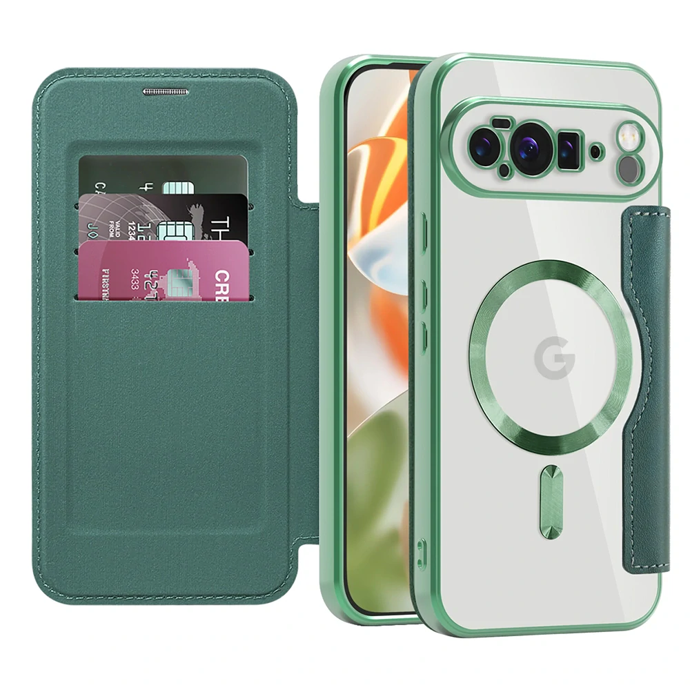 Pouzdro Google Pixel 10 Pro XL, SmartMag Book Case zelený