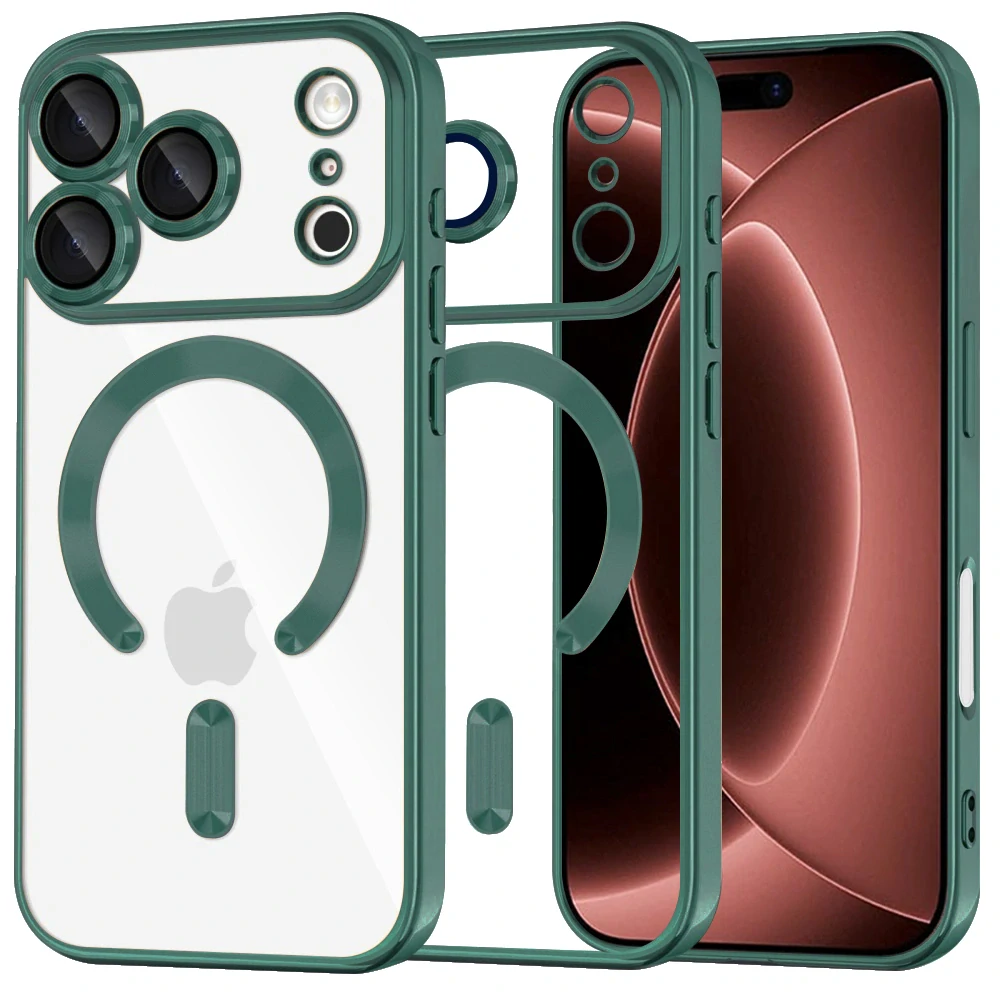 Kryt iPhone 17 Pro Max / 18 Pro Max, Techsuit Luxury Crystal MagSafe - deep green