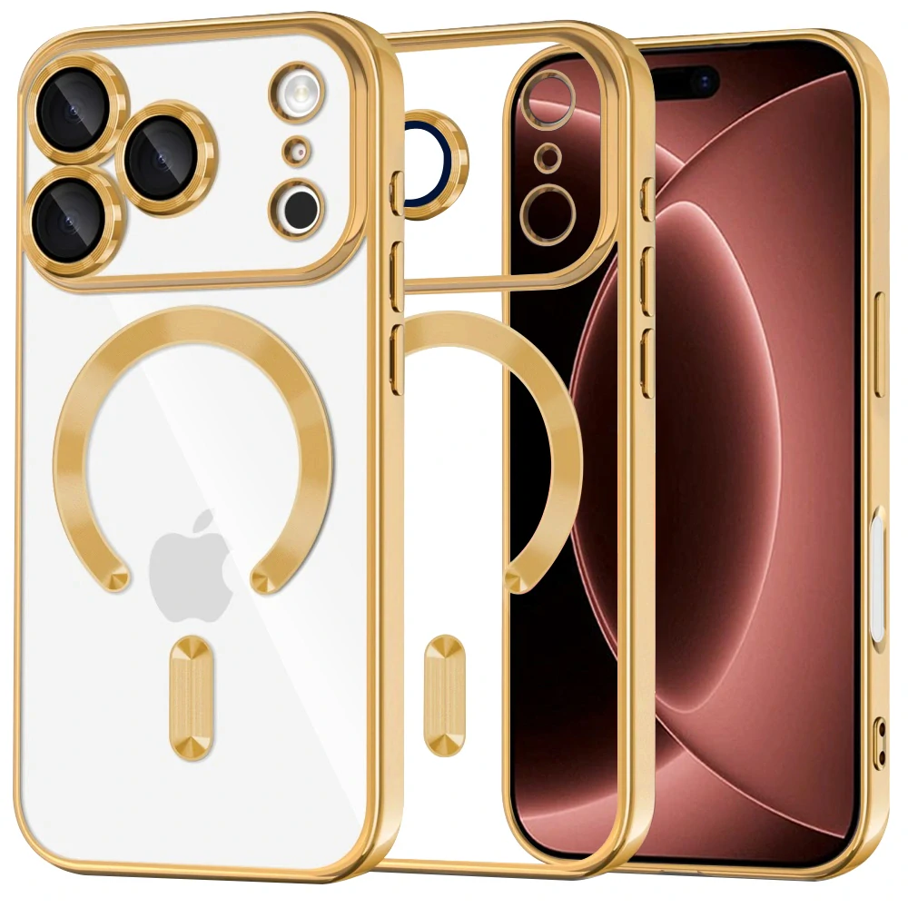 Kryt iPhone 17 Pro Max / 18 Pro Max, Techsuit Luxury Crystal MagSafe - gold