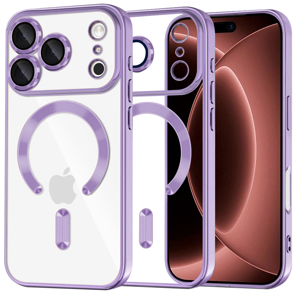 Kryt iPhone 17 Pro Max / 18 Pro Max, Techsuit Luxury Crystal MagSafe - light purple