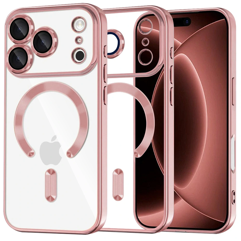 Kryt iPhone 17 Pro Max / 18 Pro Max, Techsuit Luxury Crystal MagSafe - pink