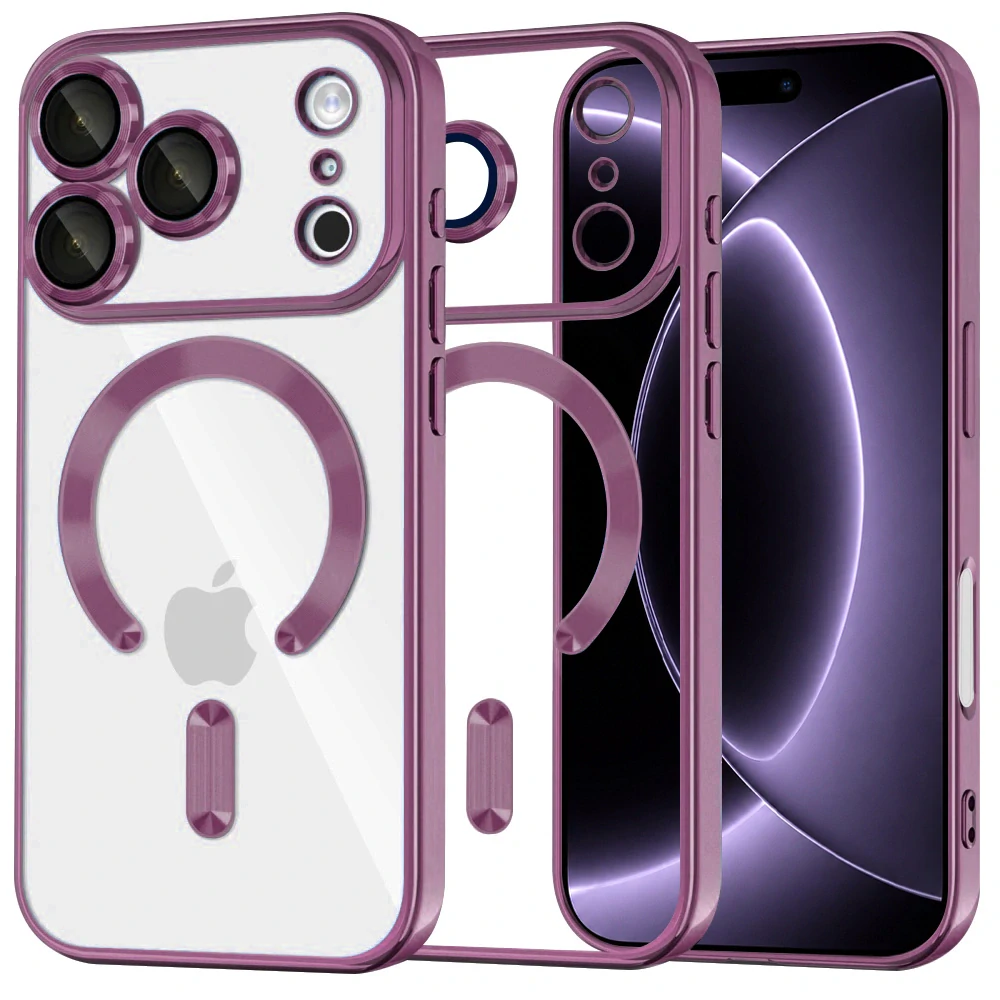 Kryt iPhone 17 Pro / 18 Pro, Techsuit Luxury Crystal MagSafe - dark cherry