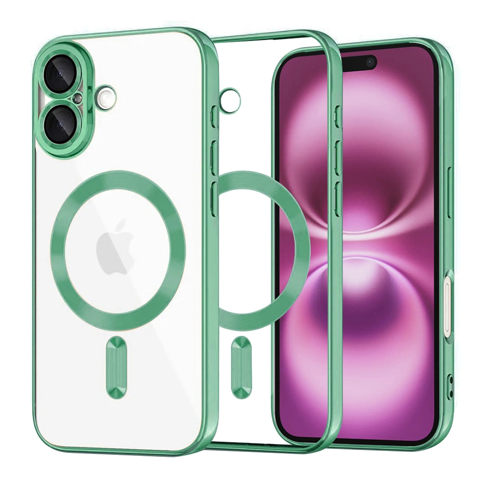 Kryt iPhone 16 Plus, Luxury Crystal MagSafe - light green