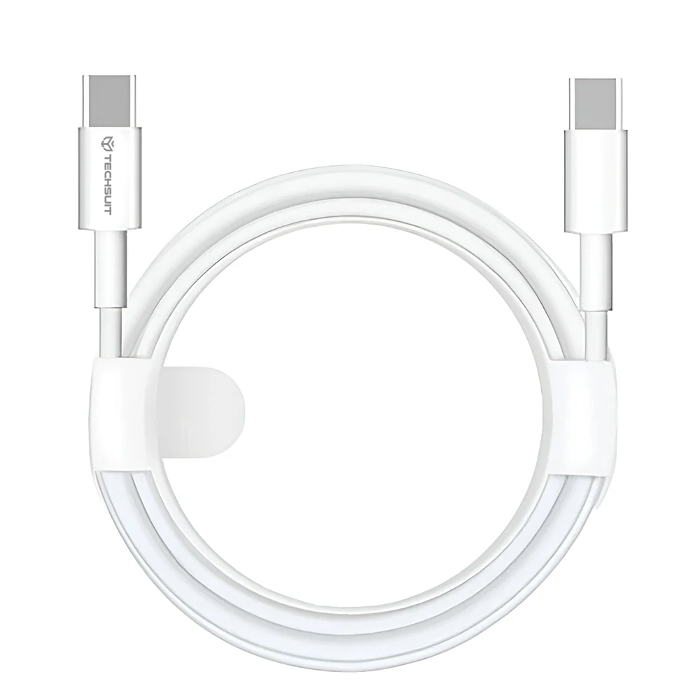 Datový kabel Techsuit Type-C na Type-C, 60W, 480Mbps, 1m - bílý
