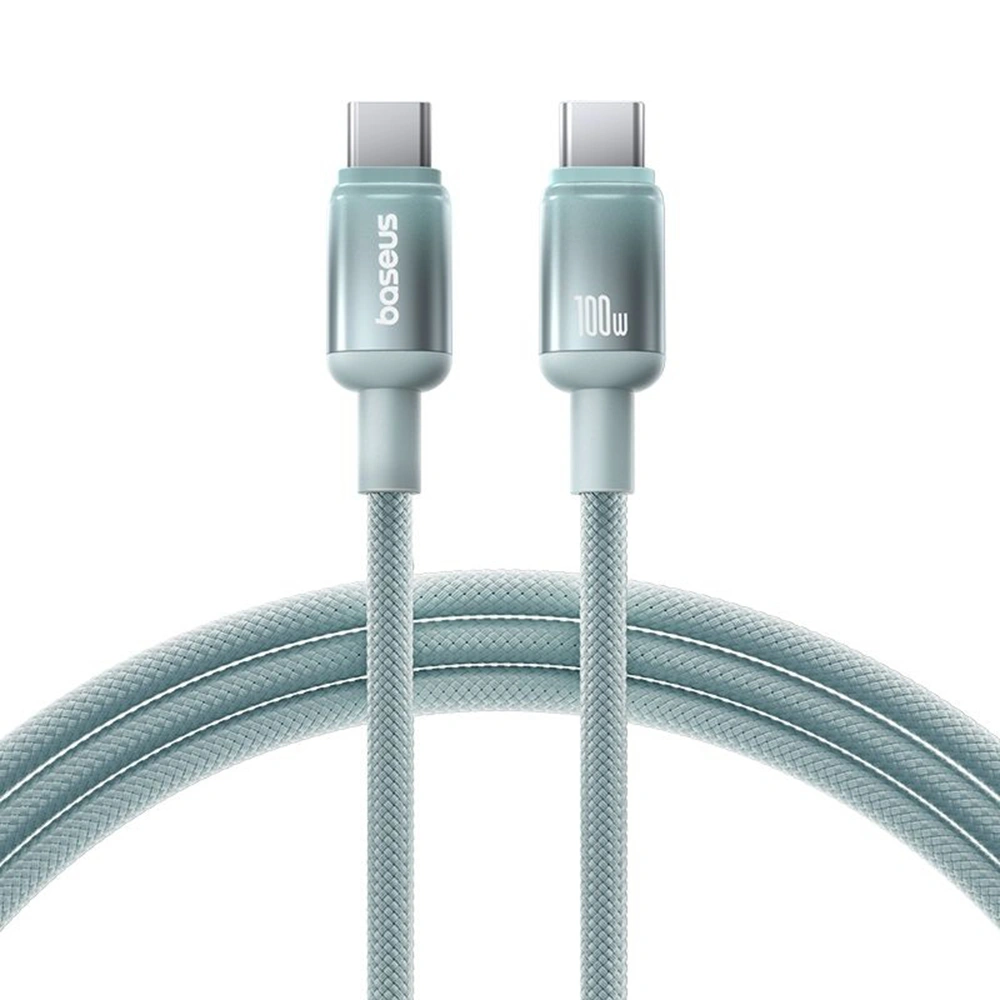 Datový kabel Baseus Discolor (E0420700) - USB-C na USB-C, 100W, 480Mbps, 1m - modrá/zelená
