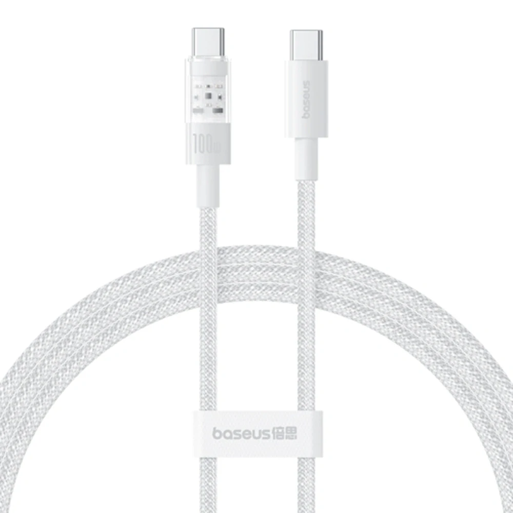 Datový Baseus Gem - Type-C na Type-C, 100W, 1m - Moon White
