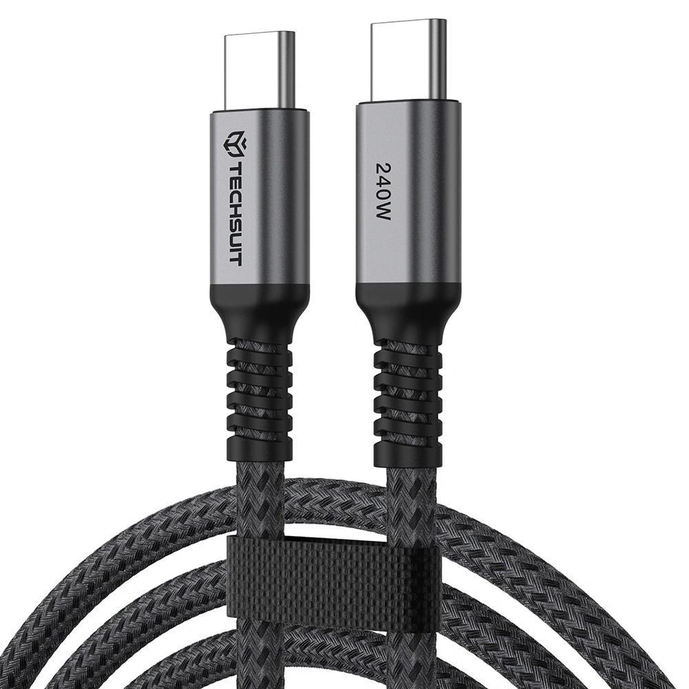 Datový kabel Techsuit TitanSync Pro (CX2) - Type-C na Type-C PD 240W, 480Mbps, 2m - Gray