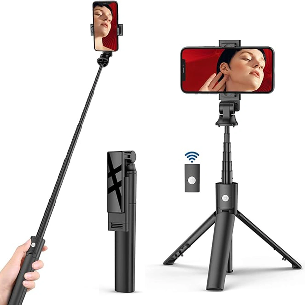 Selfie tyč Tripod Techsuit (K22) Bluetooth, 97 cm – černý
