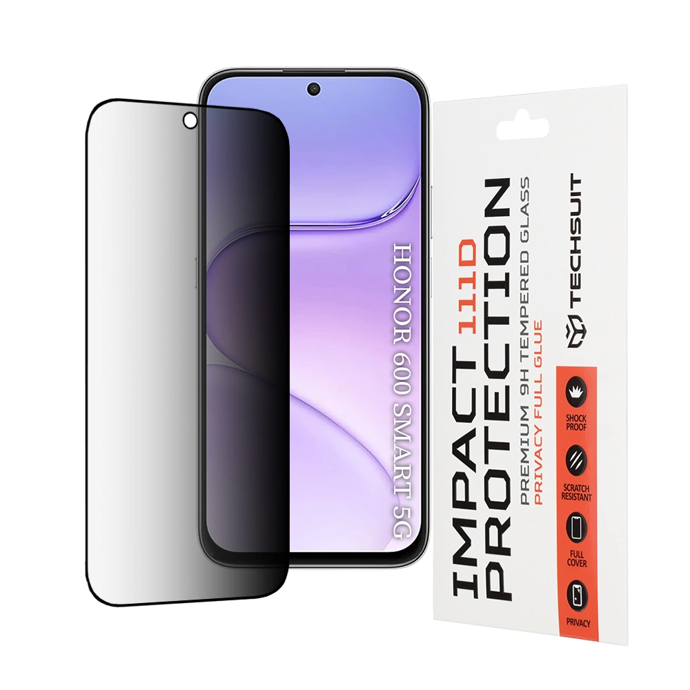 Tvrzené sklo 111D Honor 600 Smart, Full Glue Privacy černé