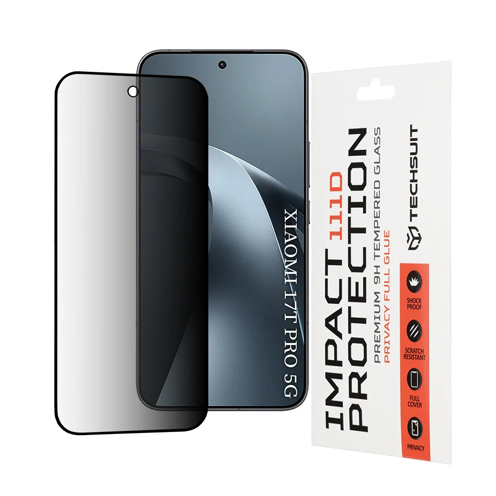 Tvrzené sklo 111D Xiaomi 17T Pro, Full Glue Privacy černé