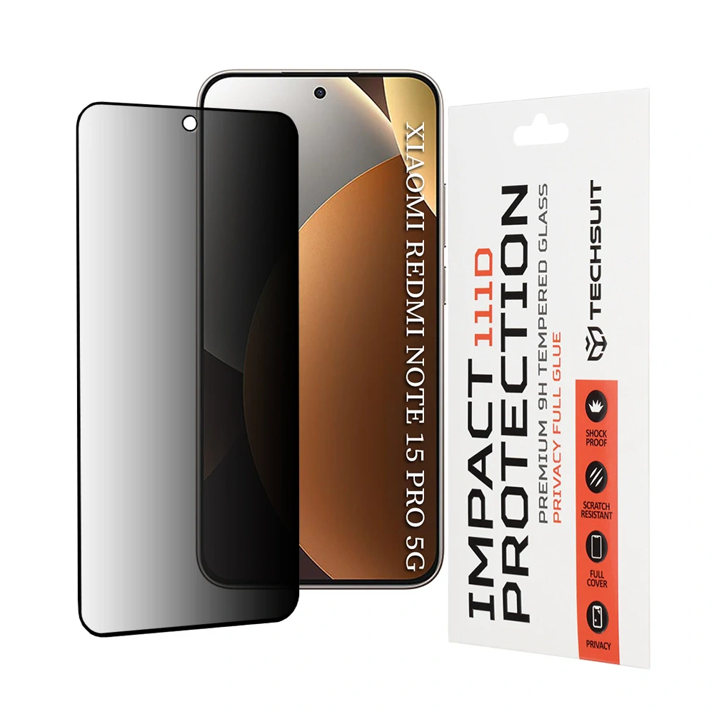 Tvrzené sklo 111D Xiaomi Redmi Note 15 Pro 5G, Full Glue Privacy černé