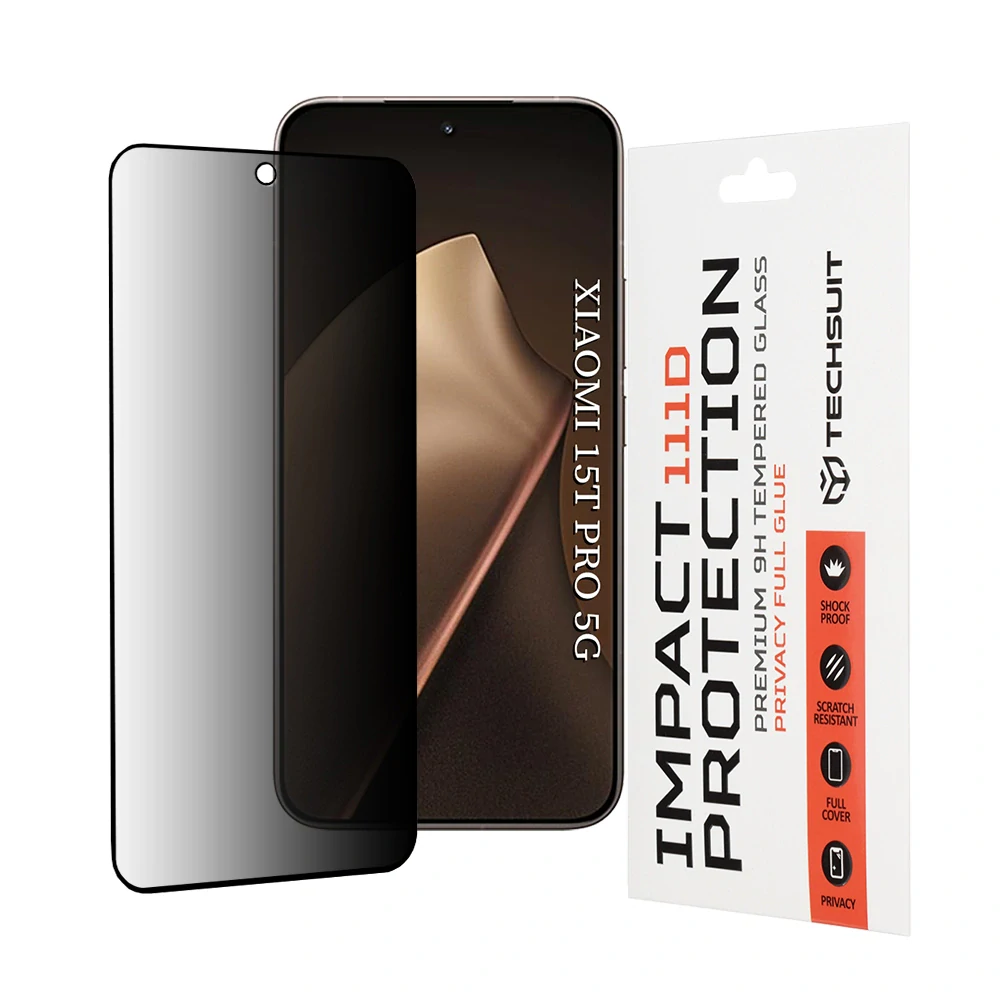 Tvrzené sklo 111D Xiaomi 15T Pro, Full Glue Privacy černé