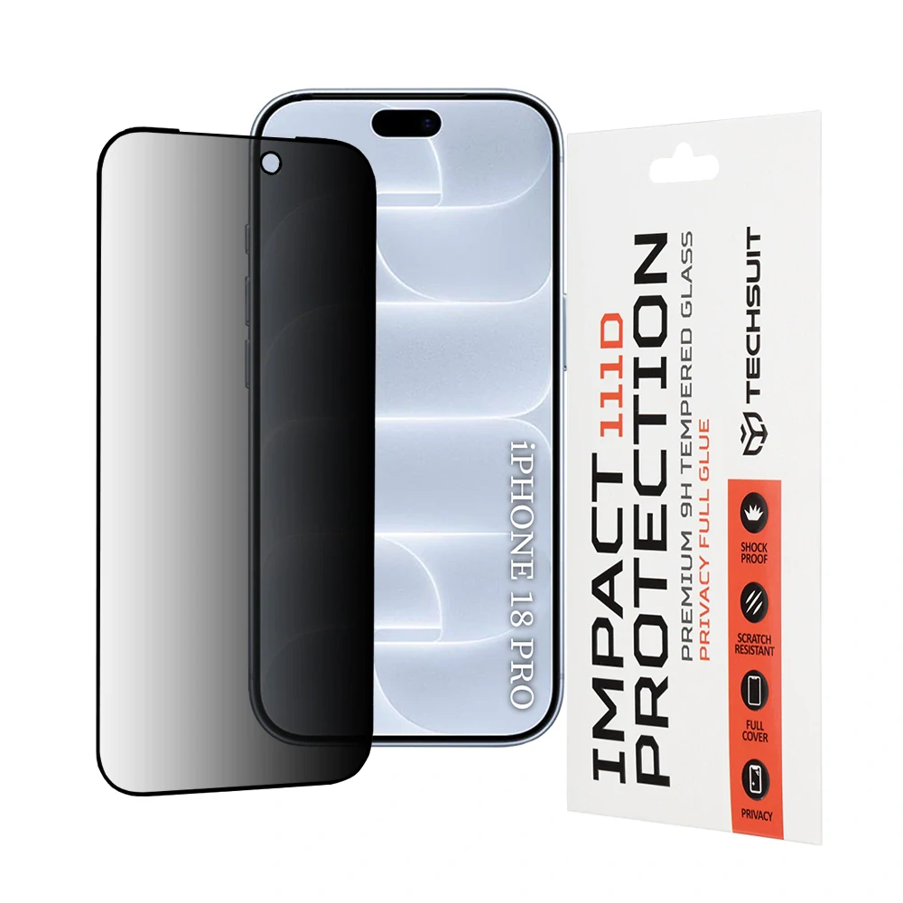 Tvrzené sklo 111D iPhone 18 Pro, Full Glue Privacy černé