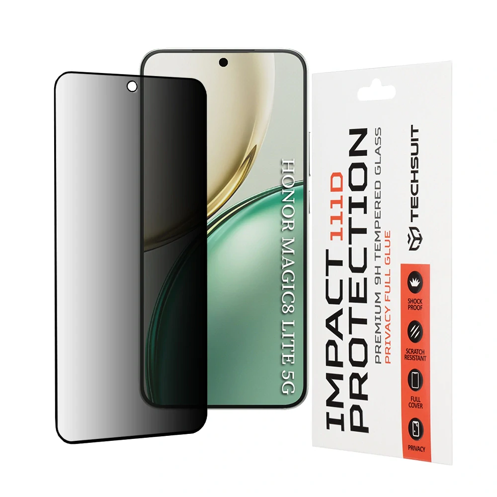 Tvrzené sklo 111D Honor Magic 8 Lite, Full Glue Privacy černé