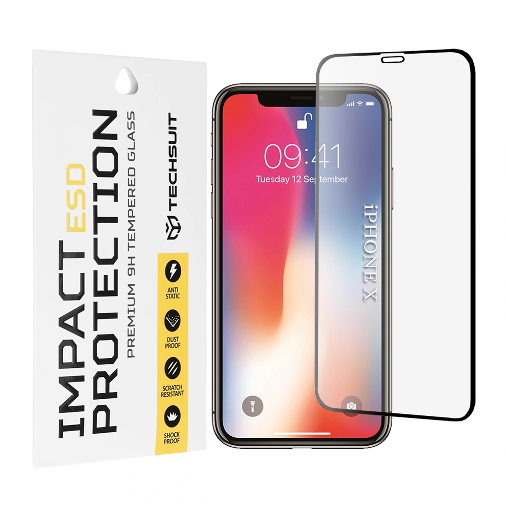 Tvrzené sklo iPhone X / XS / 11 Pro, ESD Glass, černé