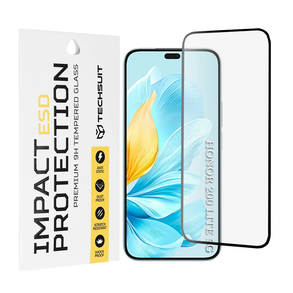 Tvrzené sklo Honor 200 Lite, ESD Glass, černé