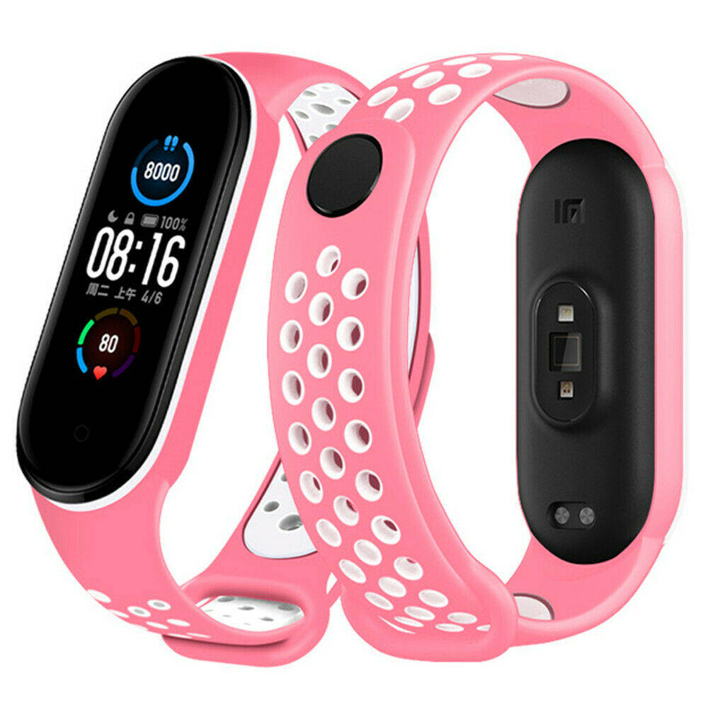 Řemínek XIAOMI MI BAND 5/6 silikonový růžovobílý