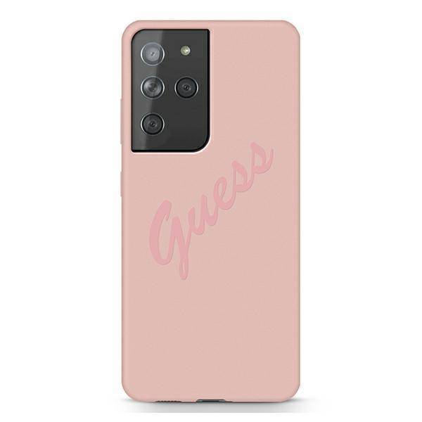 Kryt Samsung Galaxy S21 Ultra Guess Hardcase Script Vintage (GUHCS21LLSVSPI)  růžový