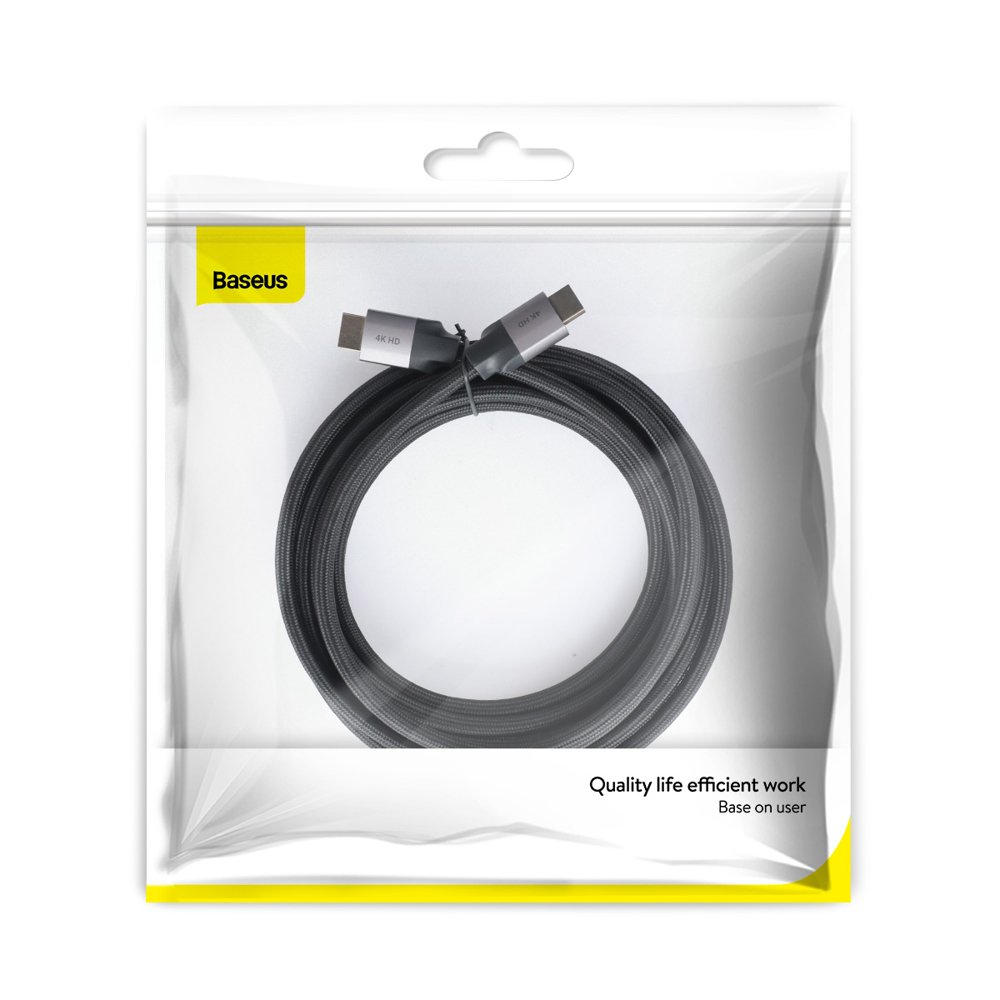 Kabel 5m 2x HDMI Male 4kHD Baseus Enjoyment Series CAKSX-E0G šedá + černá