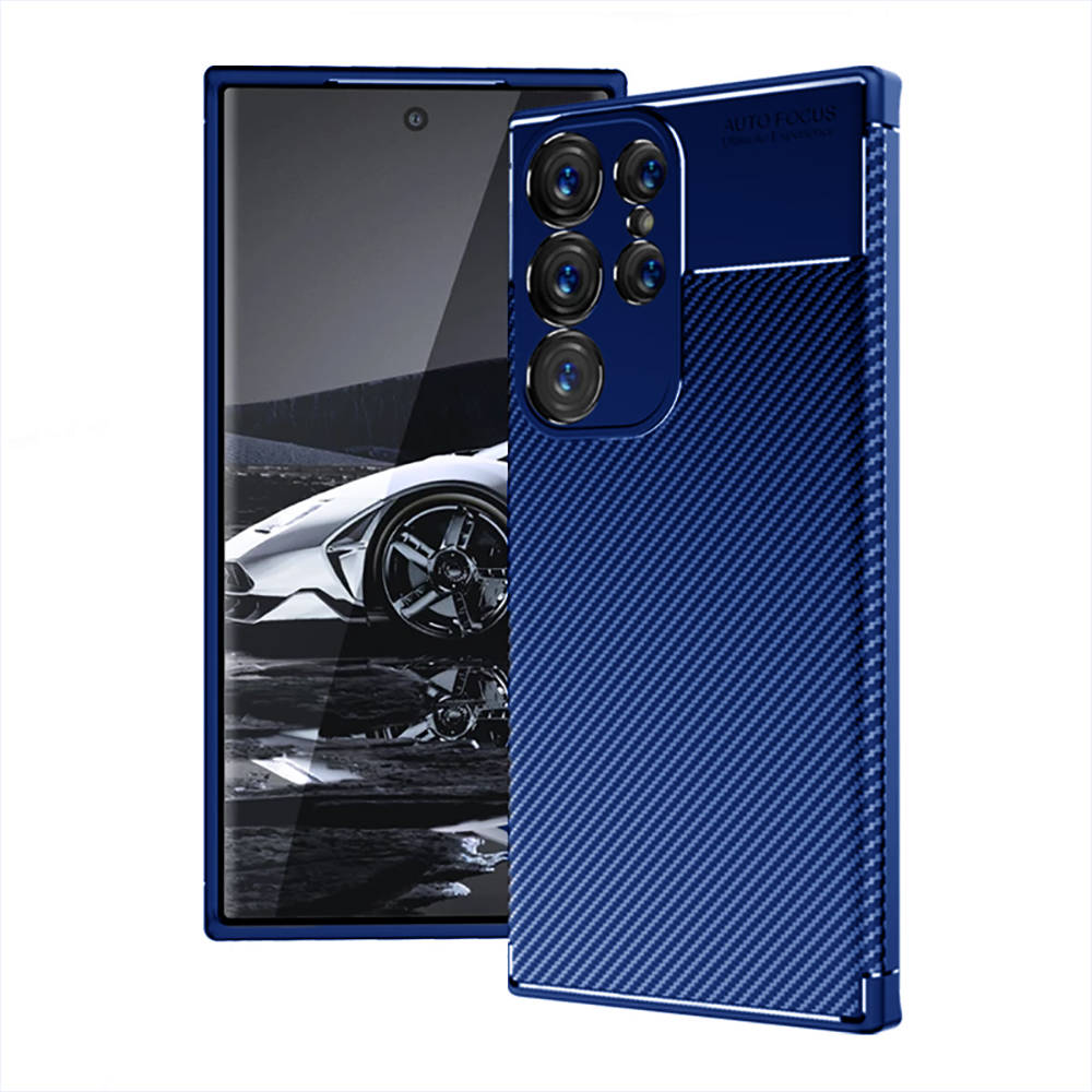 Kryt Samsung Galaxy S23 Ultra, Armored Shockproof Carbon Fiber modrý