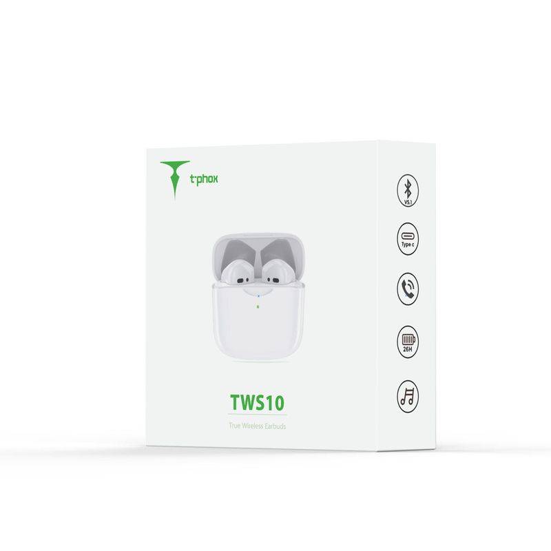 Bezdrátová sluchátka TWS-10, T-Phox bílé