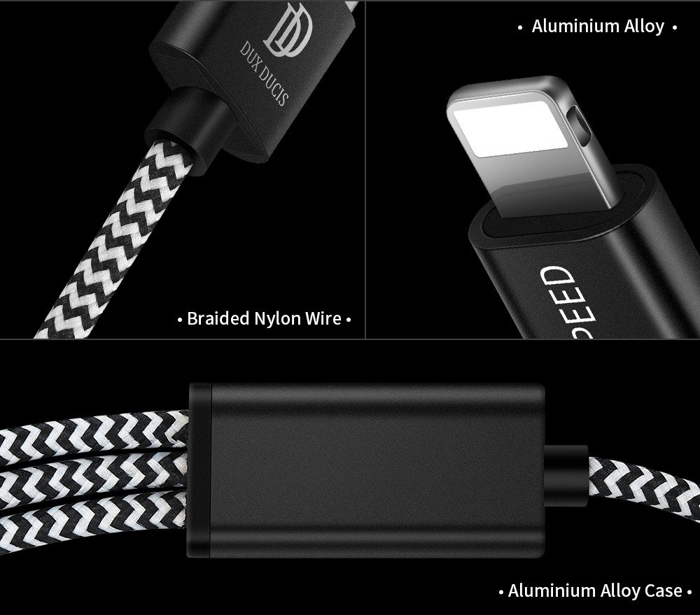 Datový kabel 3v1 2,4A 1,2m (USB to USB Type C + iPhone Lightning + Micro USB) DUX DUCIS USB K-ONE černý
