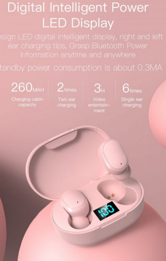 Bezdrátová sluchátka Bluetooth 5.0 , E6s růžová