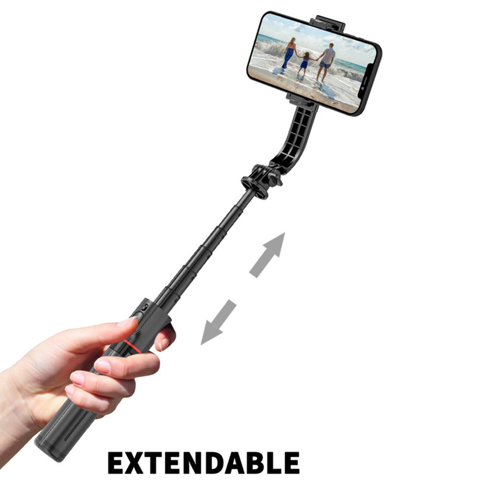 Selfie tyč Tripod Techsuit L12 Stabilní hliníkový stativ skládací a přenosný s bezdrátovým dálkovým ovládáním, 106 cm - Černý