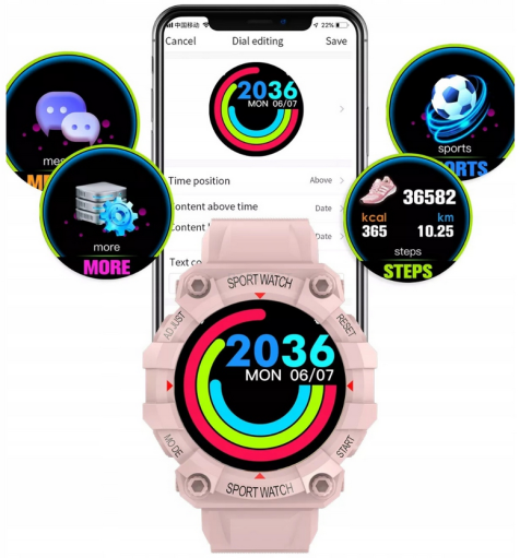 Hodinky Smart watch FD68 růžové
