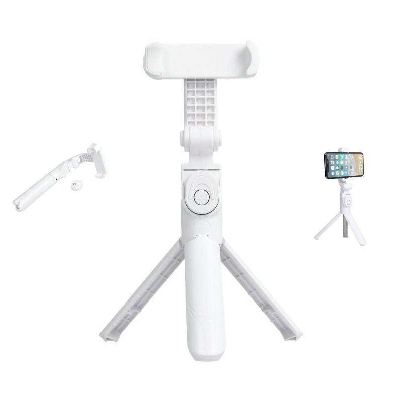 Selfie tyč Tripod SSTR-12 bluetooth stativ na dálkové ovládání, bílá