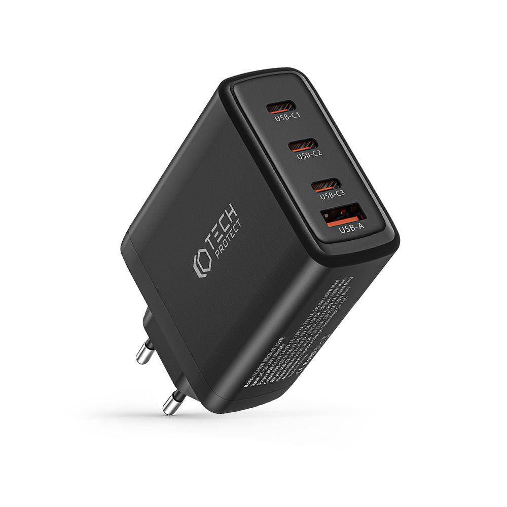 Nabíječka do sítě 100W 3x USB-C PD + QC3.0 USB Tech-Protect NC100W-GAN černá
