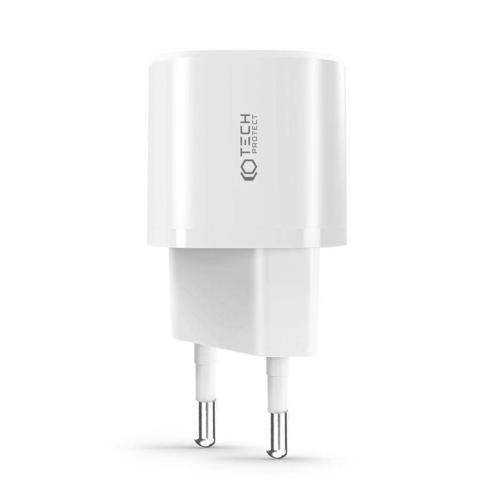 Nabíječka do sítě 20W USB QC3.0 + USB-C PD Tech-Protect C20W Mini bílá