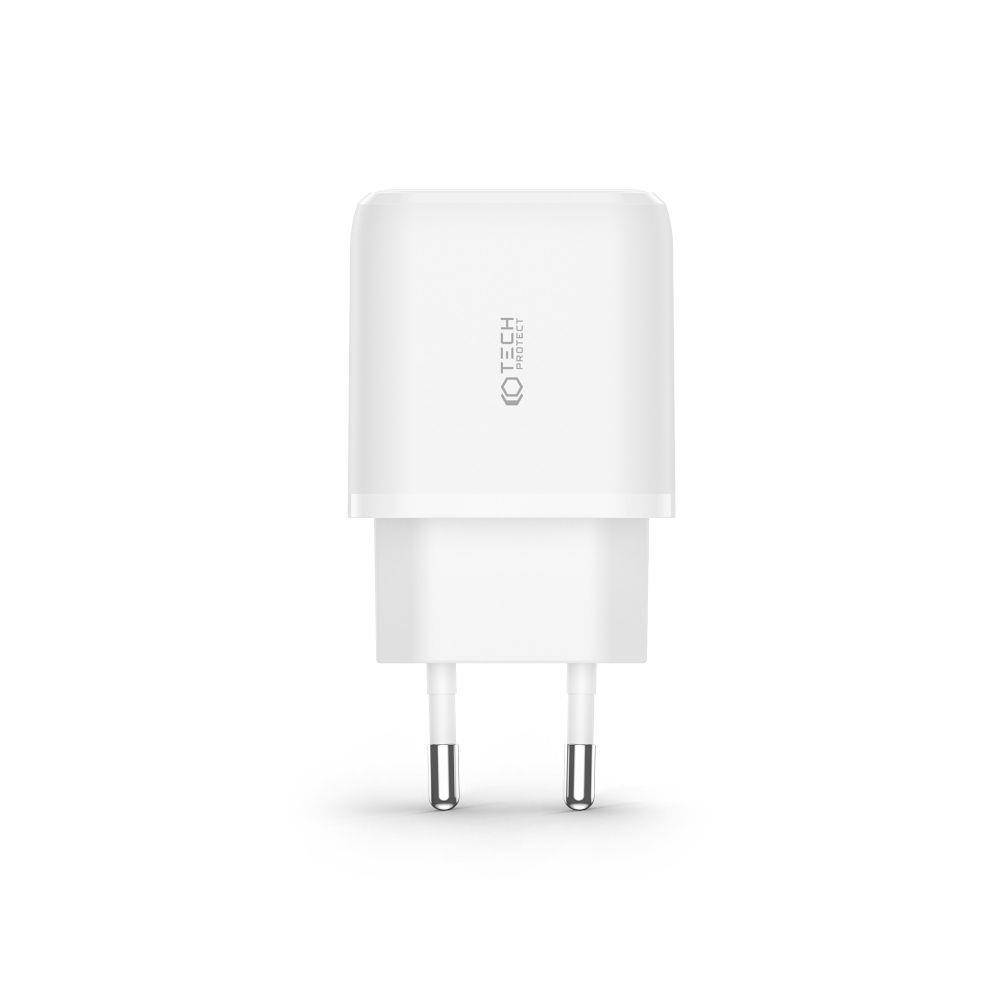 Nabíječka do sítě 20W USB QC3.0 + USB-C PD Tech-Protect C20W bílá