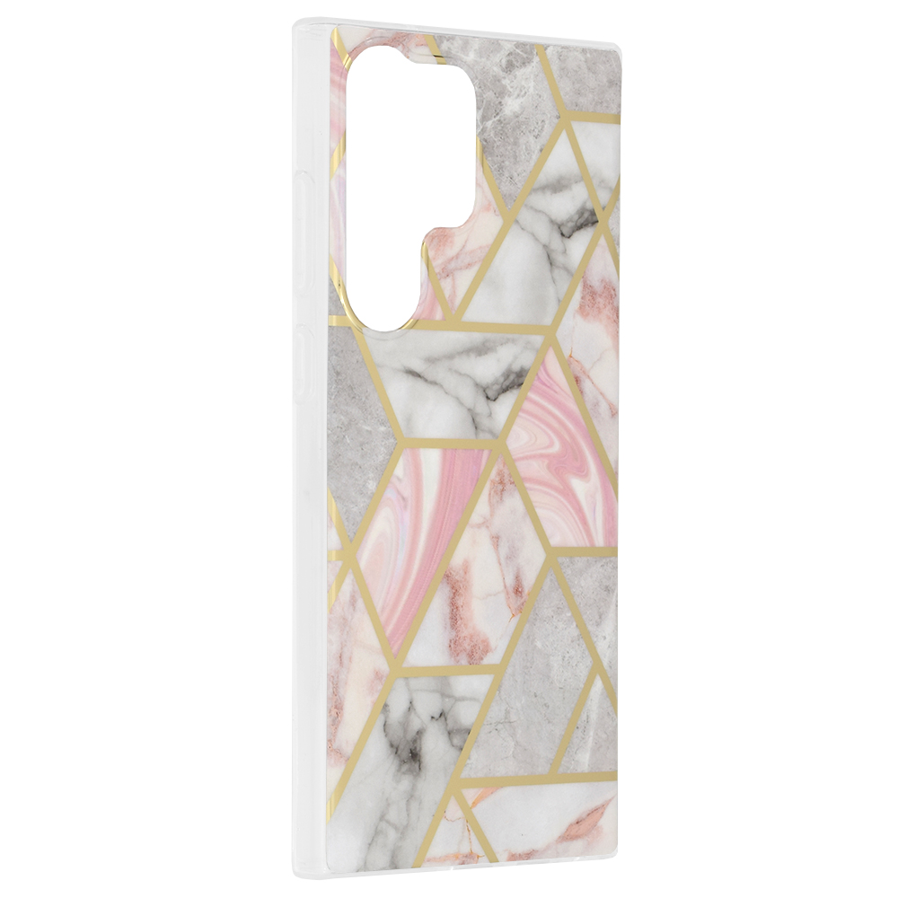 Kryt Samsung Galaxy S23 Ultra Techsuit - Marble Series - Pink Hex