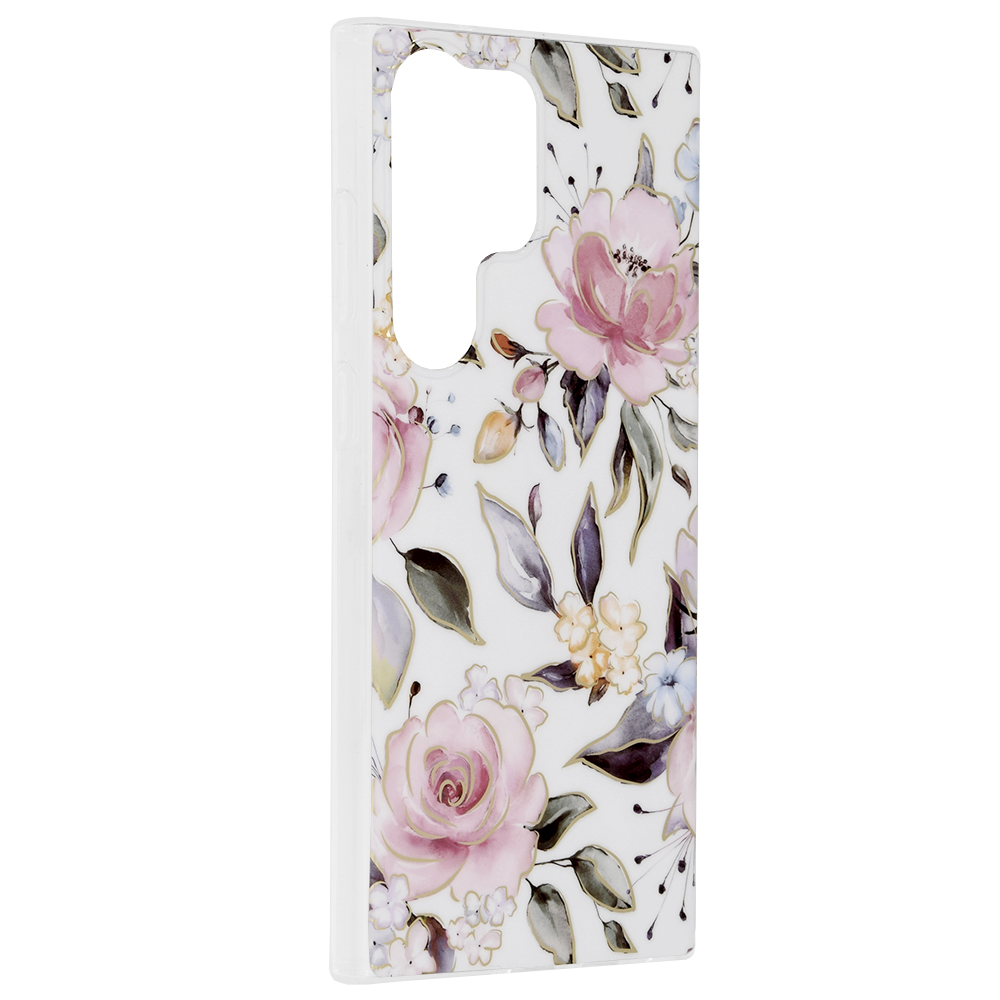 Kryt Samsung Galaxy S23 Ultra Techsuit - Marble Series - Chloe White
