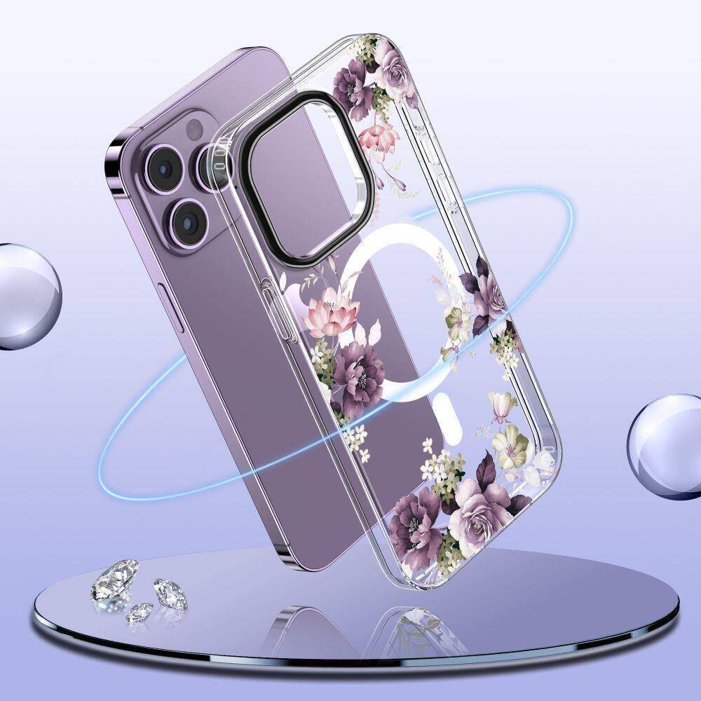 Kryt iPhone 15 Plus Tech-Protect MagMood MagSafe Spring Flowers transparentní