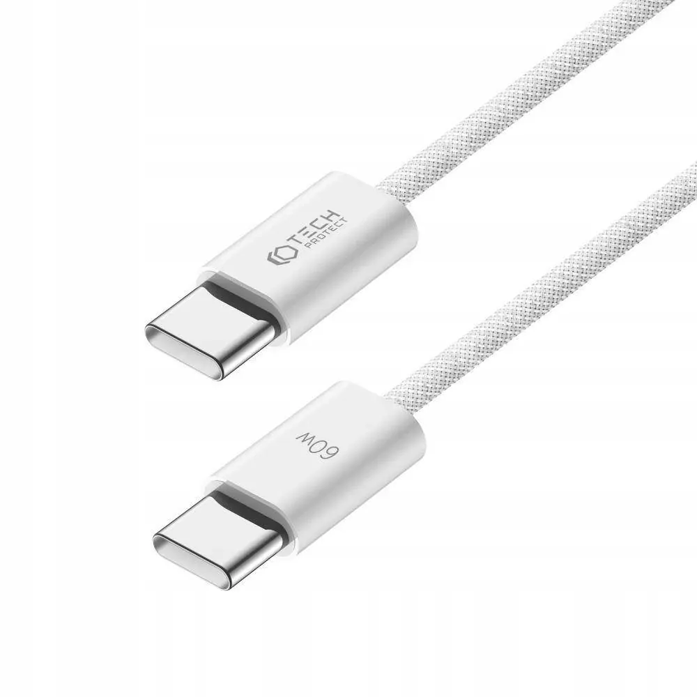 Datový kabel Tech-Protect Ultraboost USB-C na USB-C, 3A PD 60W 1m bílý