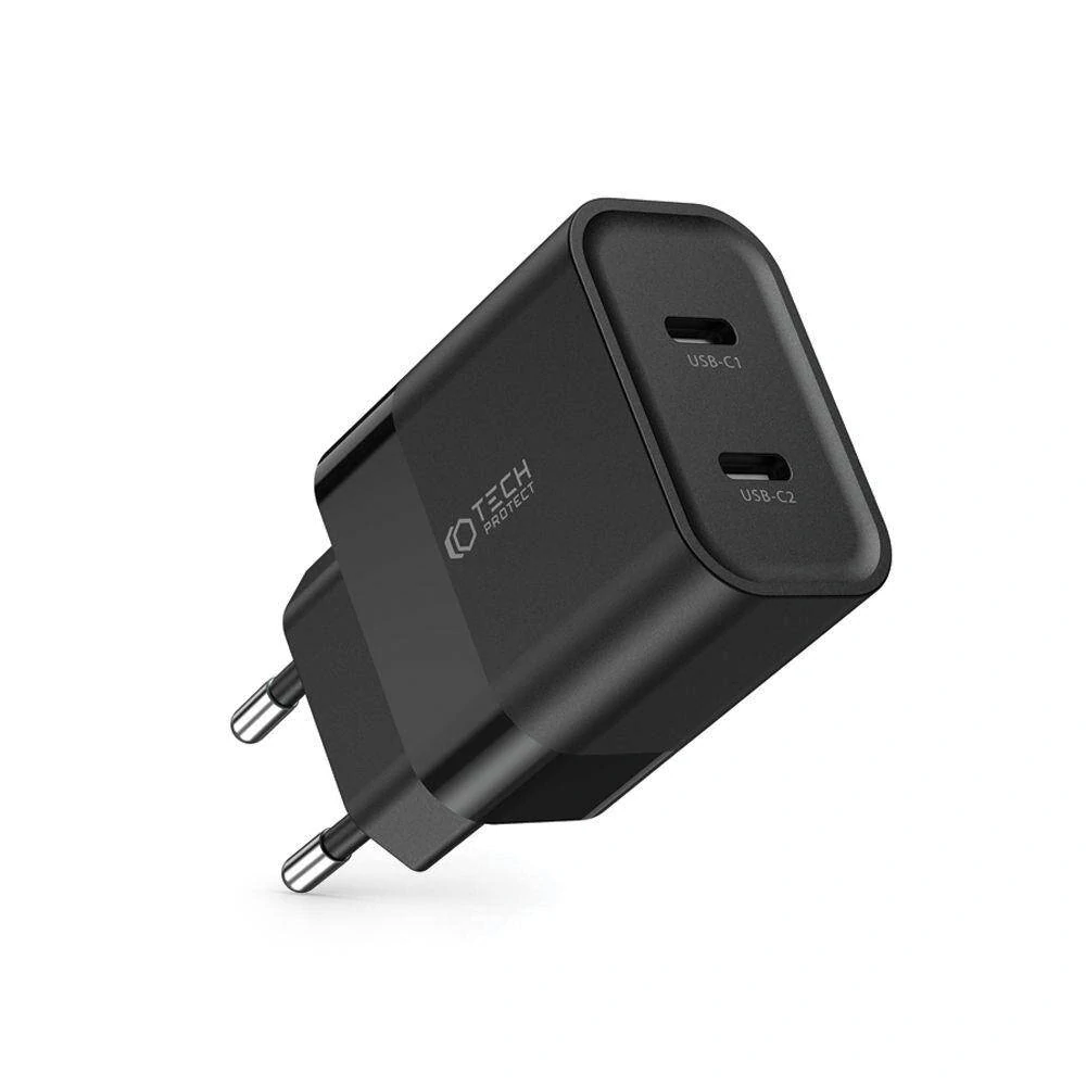 Síťová nabíječka PD 20W 2x USB-C Tech-Protect C20W černá