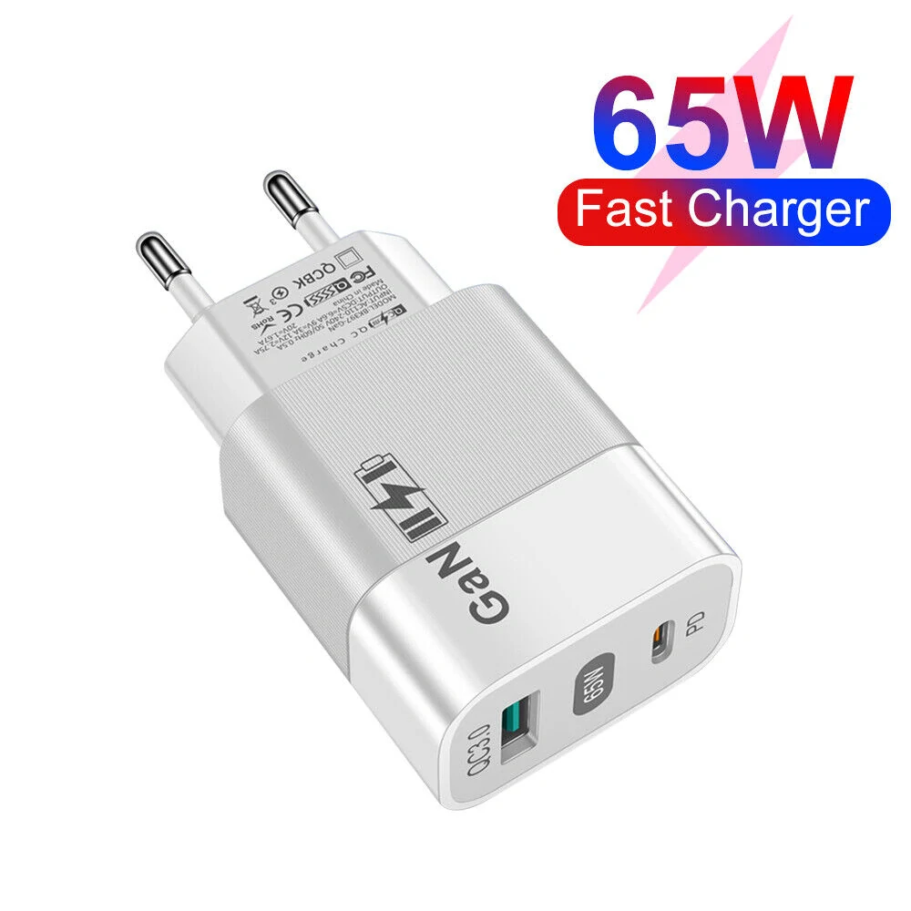 Nabíječka do sítě Techsuit (CHPD131) - GaN, USB, Type-C, Fast Charge, 65W - bílá