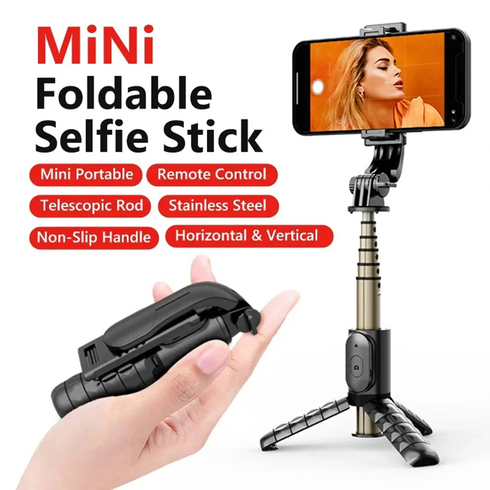 Selfie tyč Tripod Techsuit (Q10) – Stabilní gimbal/stativ s dálkovým ovládáním Bluetooth, výplňové světlo, rotace o 360, 68 cm – černá