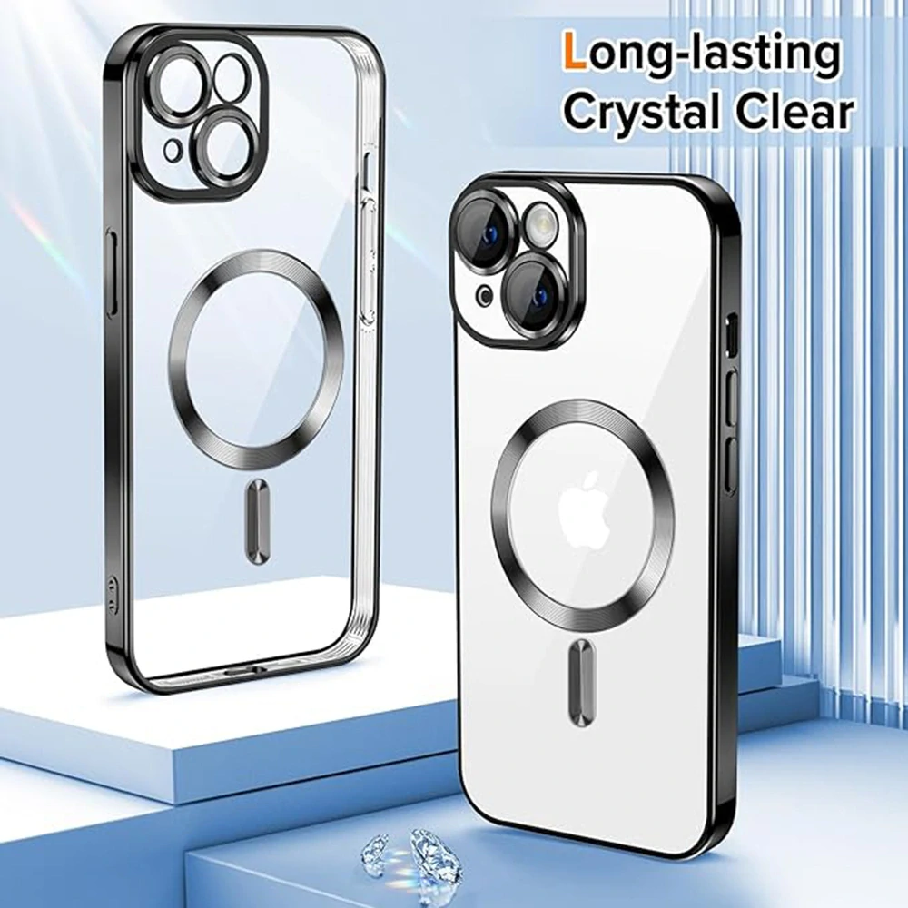 Kryt iPhone 17 Techsuit Luxury Crystal MagSafe - černý