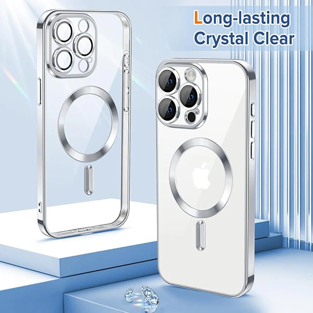 Kryt iPhone 17 Techsuit Luxury Crystal MagSafe - stříbrný