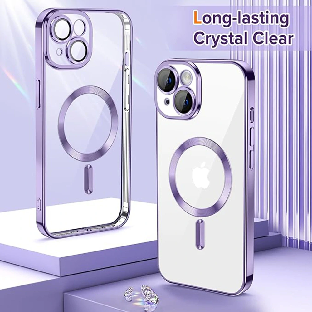Kryt iPhone 15 Pro Techsuit Luxury Crystal MagSafe - fialový