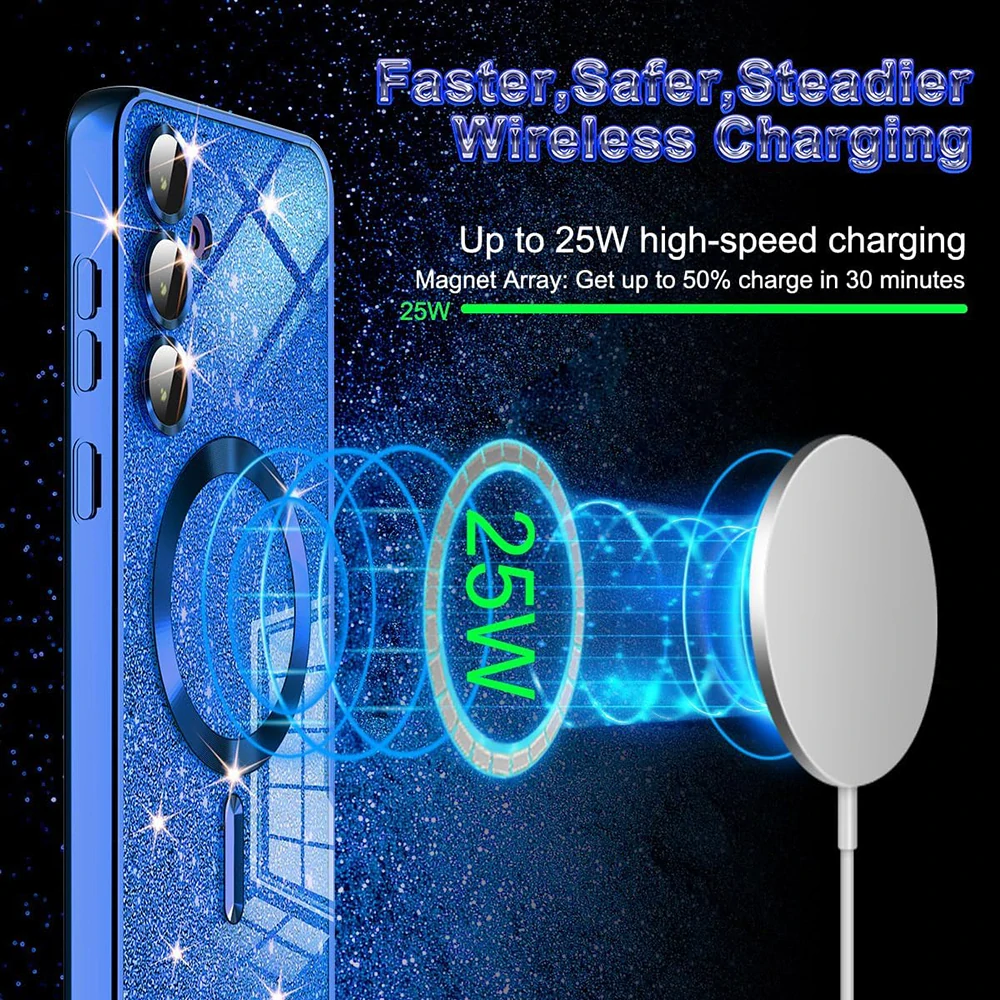 Kryt Samsung Galaxy A35 5G Techsuit Luxury Glitter MagSafe - tmavě zelený