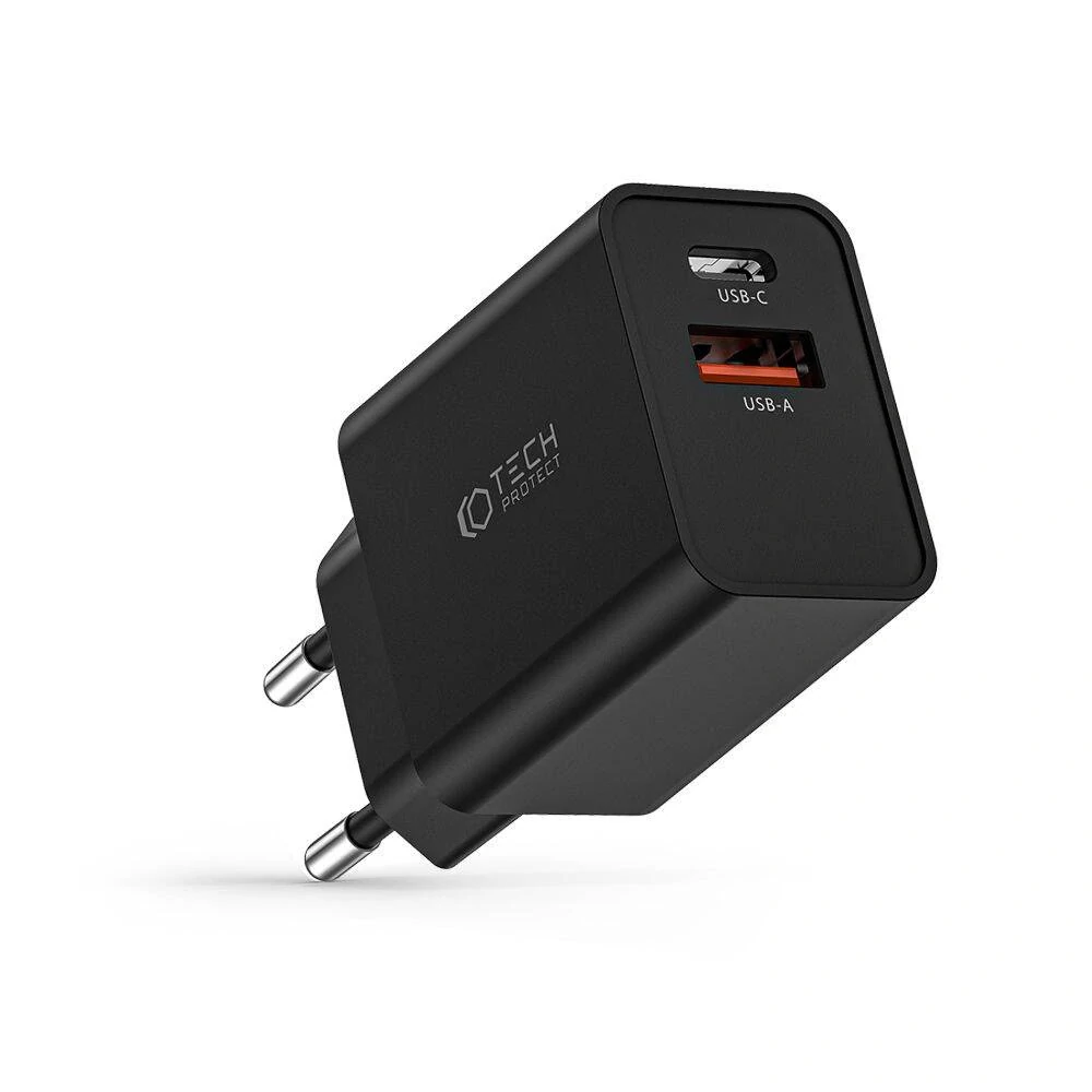 Nabíječka do sítě 30W PD USB-C + QC3.0 USB Tech-Protect NC30W černá